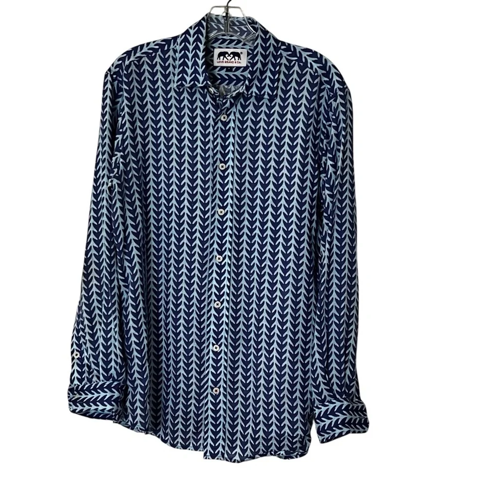 Love Brand & Co ABACO Men's Linen Shirt Long Sleeve Button Down Whale Tale M - Picture 4 of 15